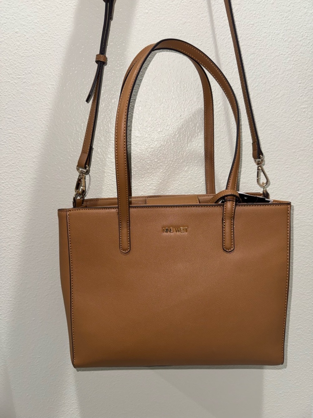 Nine West Tan Structured Tote with Removable Crossbody Strap